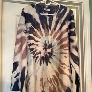 MACARON Tie-Dye Crew Neck Sweater in Blue and Brown